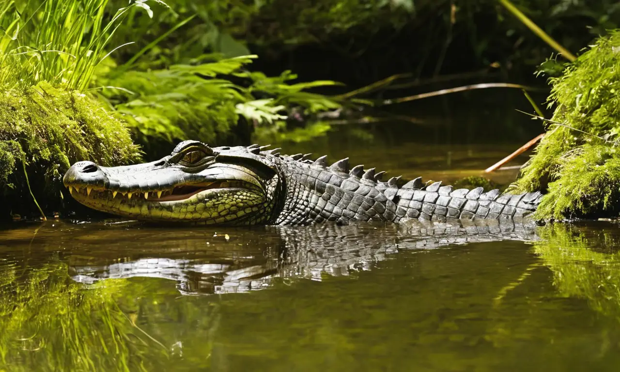 Cocodrilo acechante en un entorno vibrante