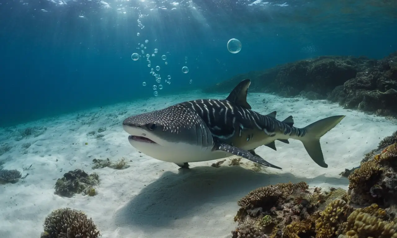 Escena marina vibrante y peligrosa a oscuras