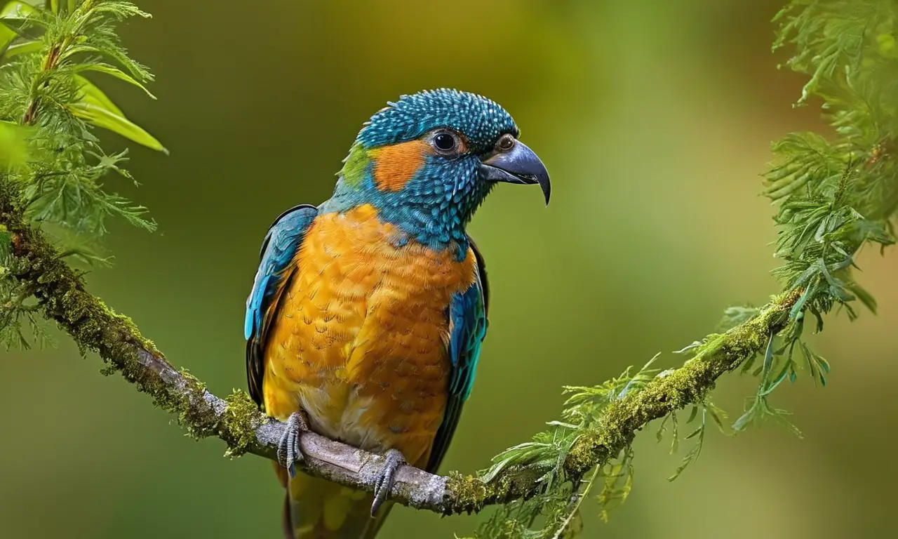 Pájaros vibrantes en un exuberante paisaje natural