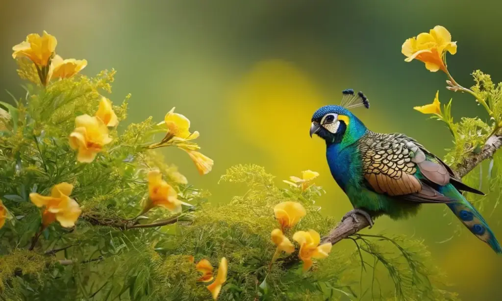 Pájaro vibrante en un entorno natural armonioso