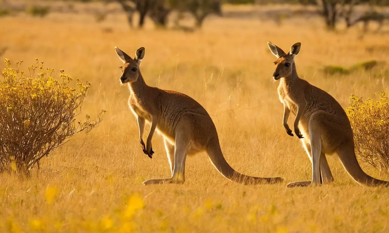 Canguros en un paisaje australiano soleado