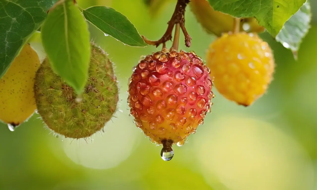 Selva vibrante con fauna y frutas dispersas