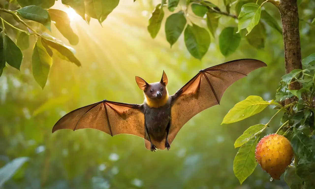Selva vibrante con fruta, luz y fauna