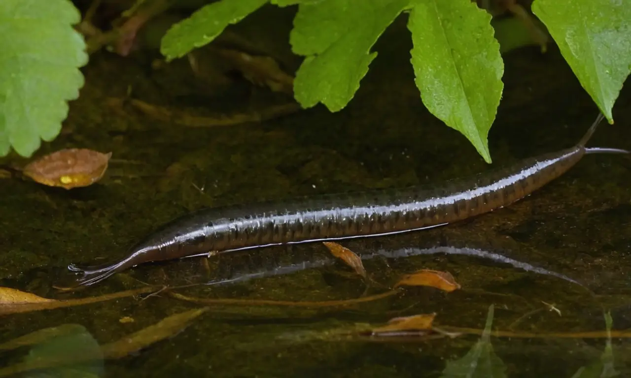 Sanguijuela se desliza sobre una superficie húmeda