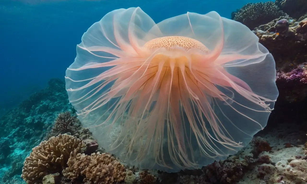 Escena submarina tranquila con medusas flotantes