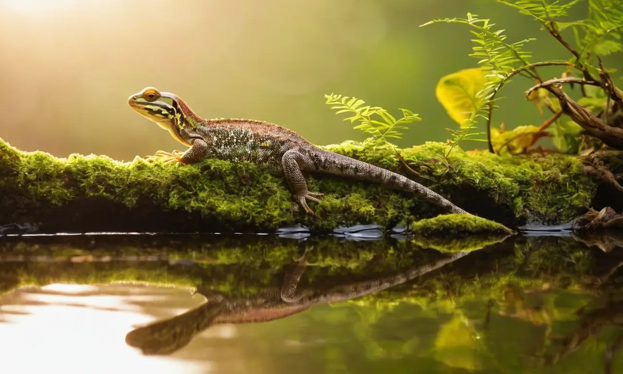 Reptiles en terrario brillan con vida