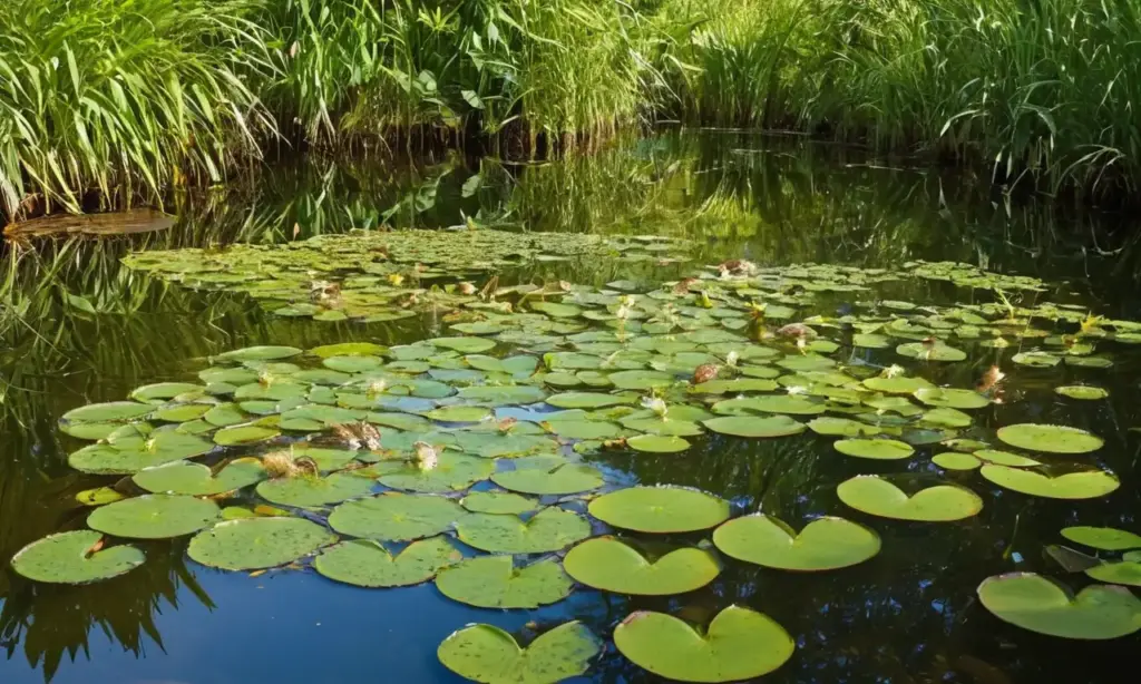 Escena natural tranquila con vida acuática