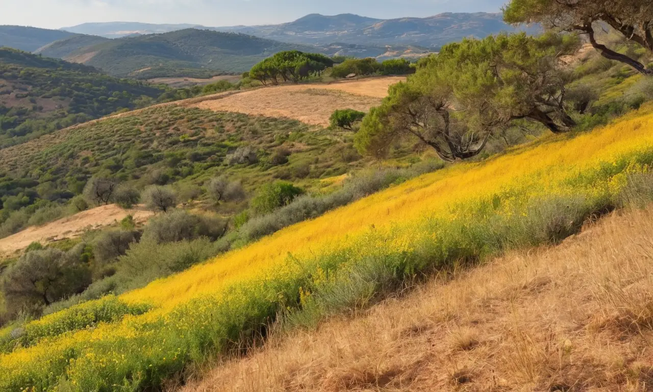 Paisaje mediterráneo vibrante y armonioso