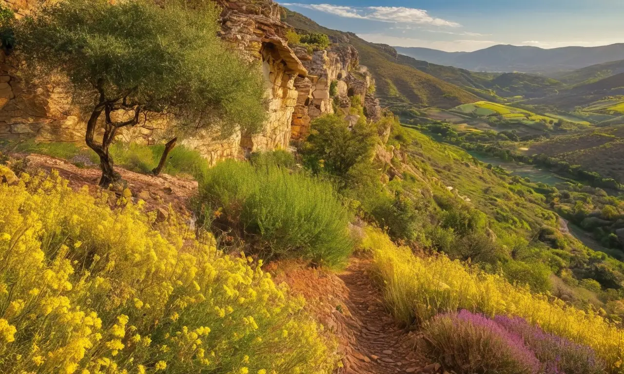 Paisaje armonioso de naturaleza y actividad humana