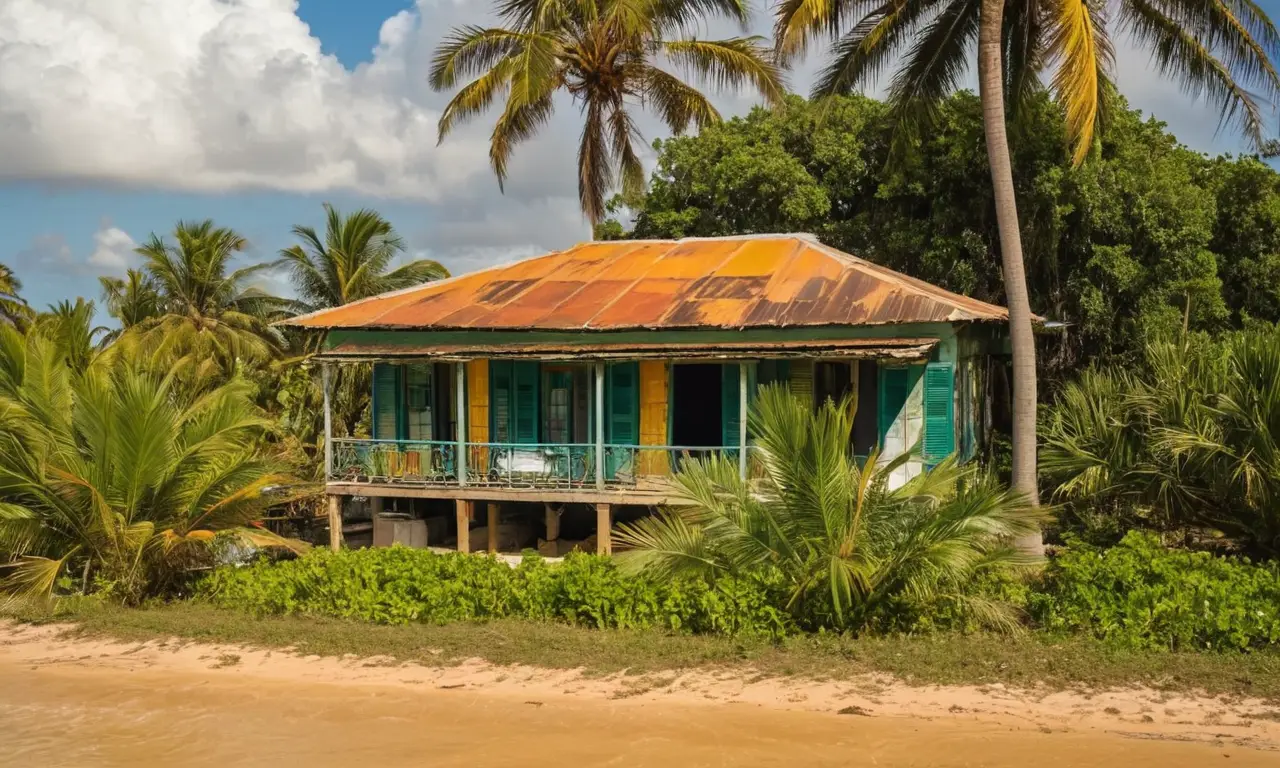 Casa de madera en un paisaje vibrante
