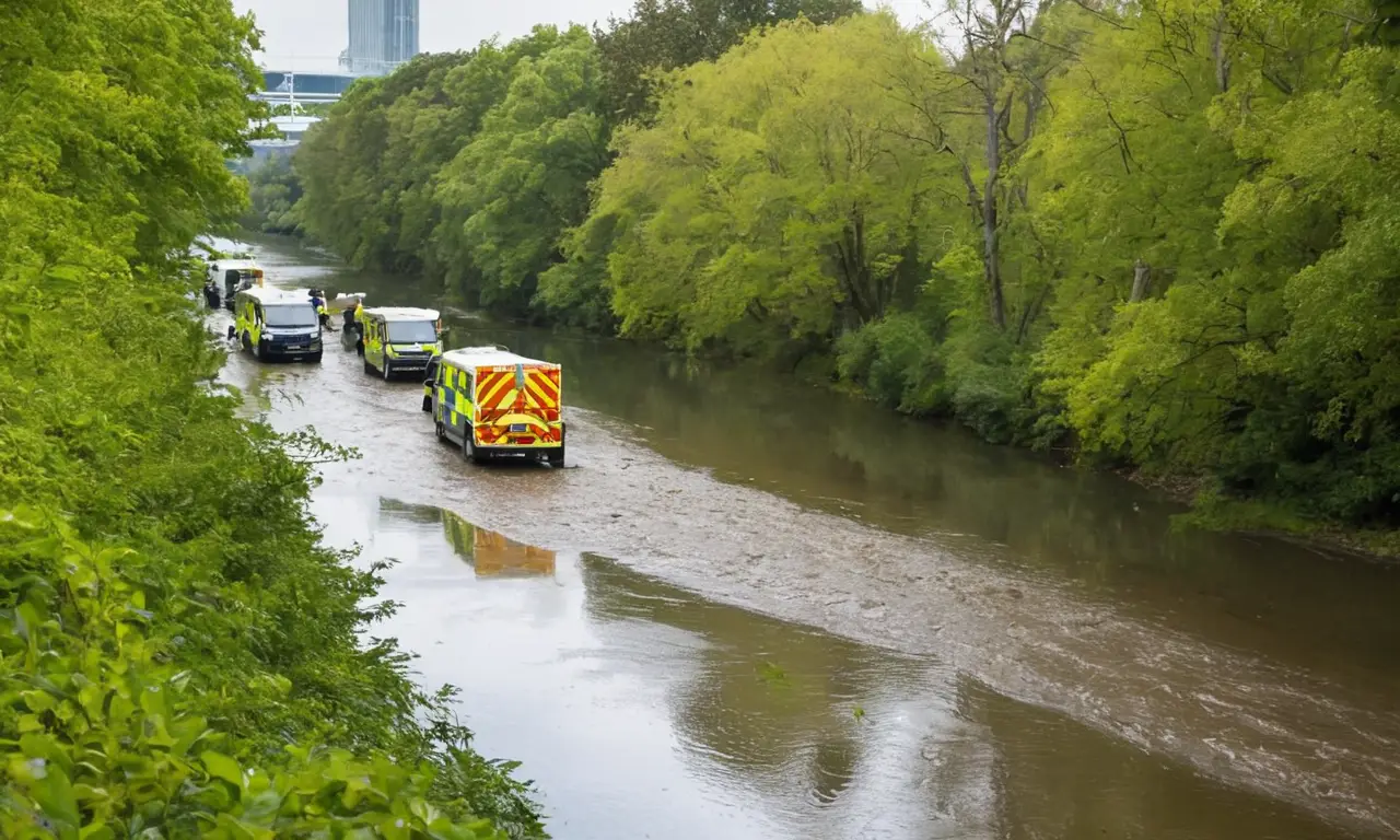 Paisaje urbano caótico ante una inundación