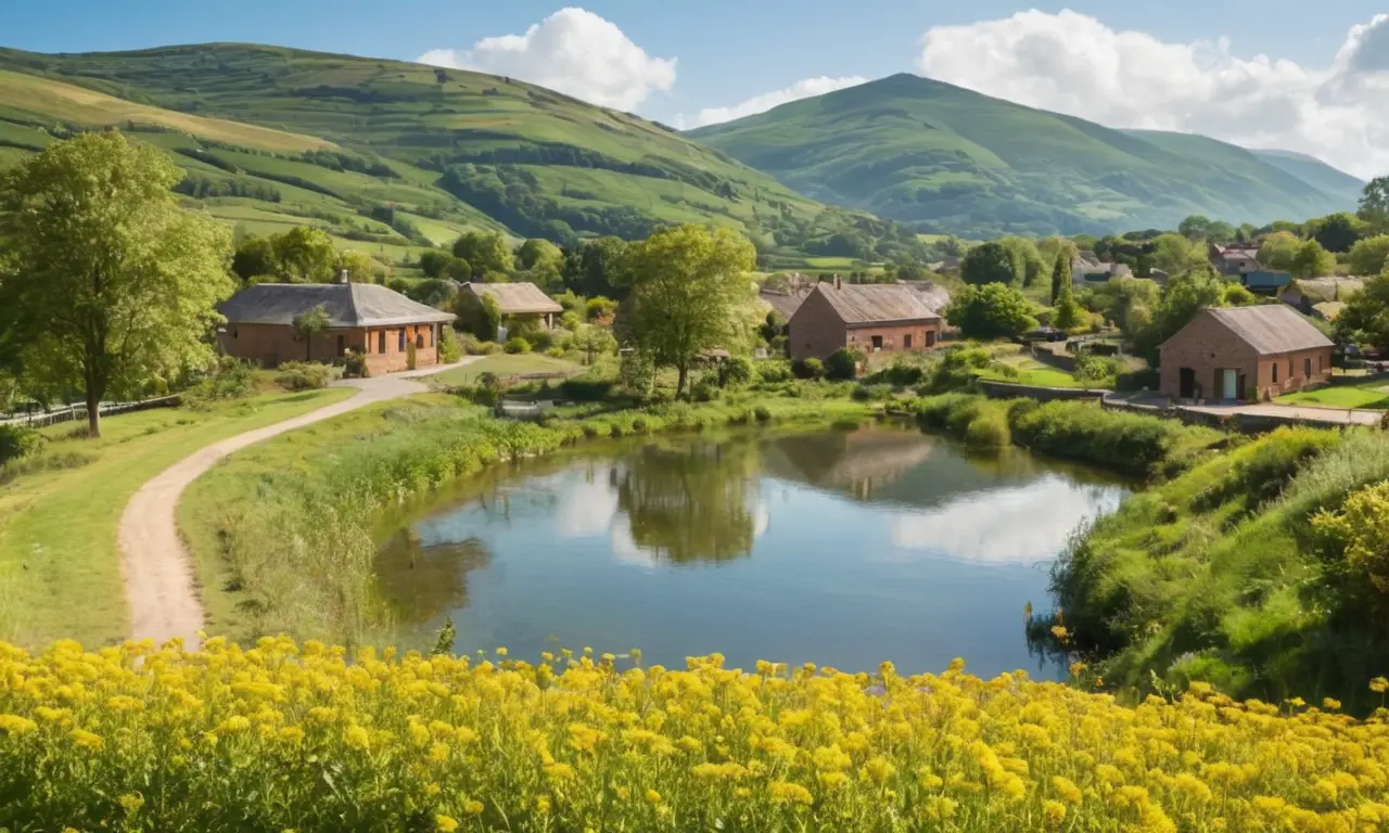 Comunidad serena en un paisaje idílico