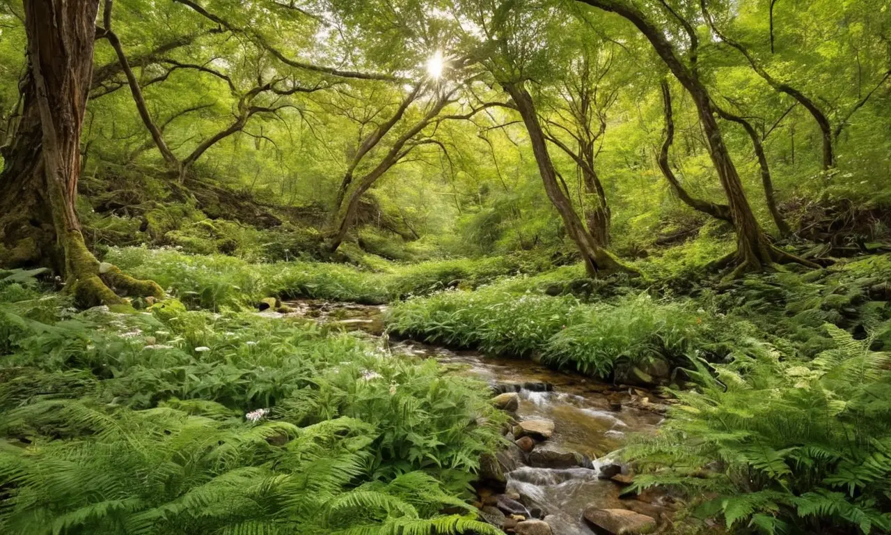 Bosque vibrante con vida y belleza natural