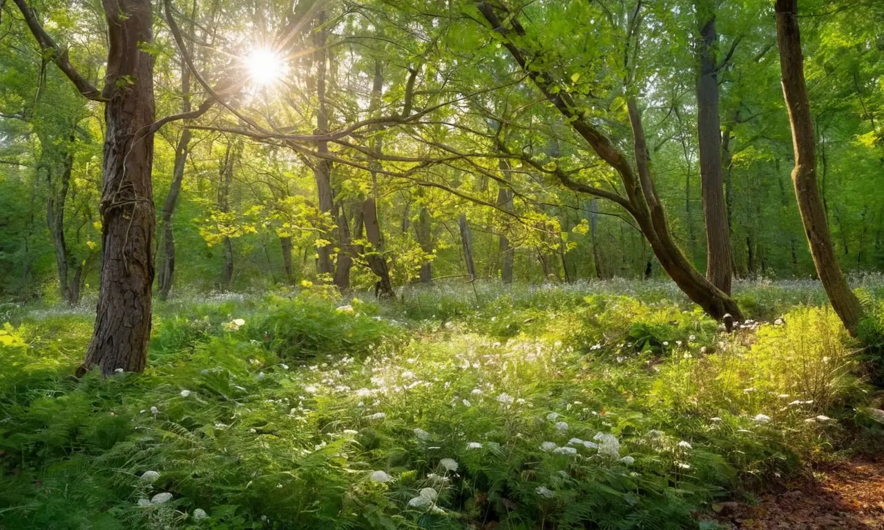 Bosque vibrante con vida y armonía natural