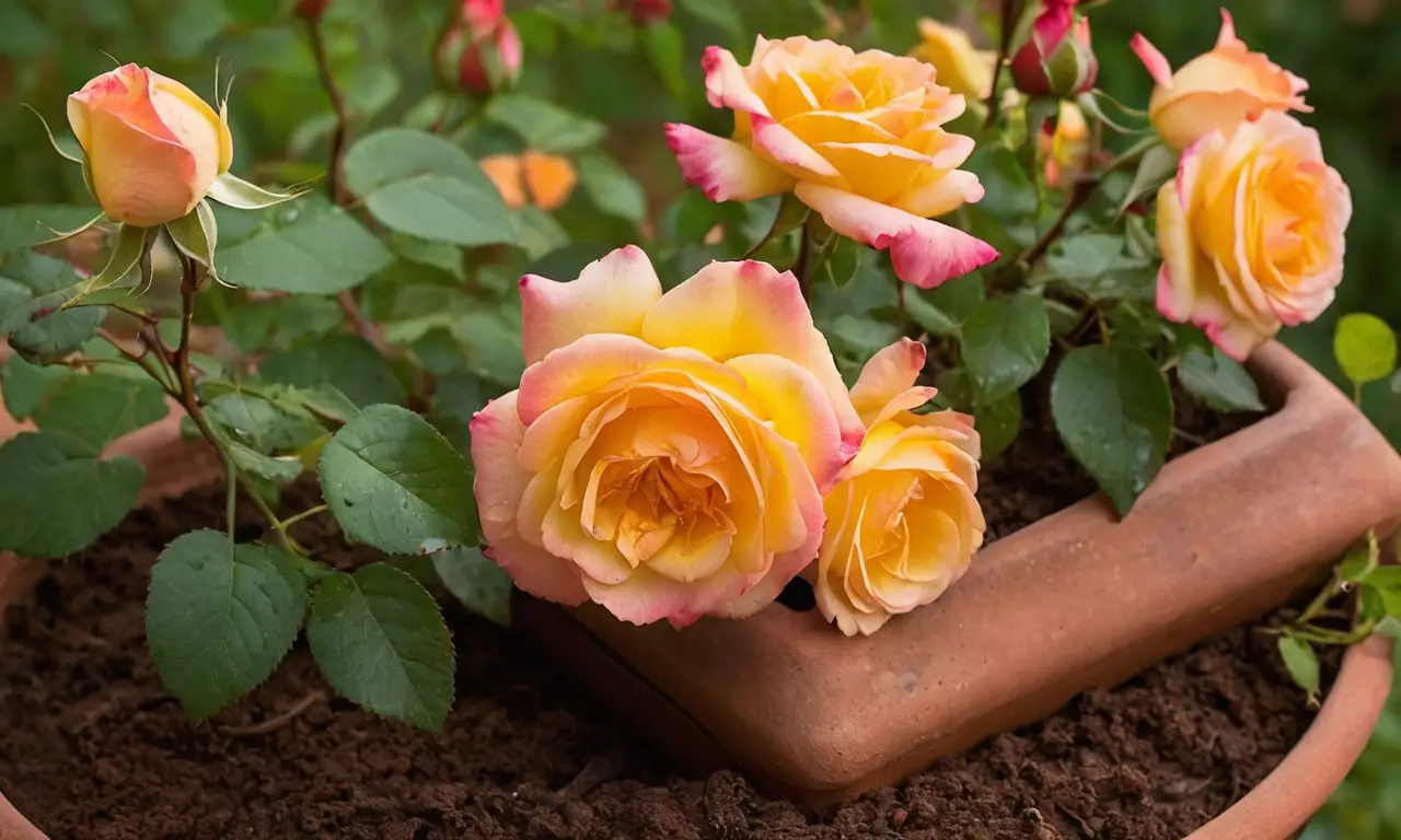 Un jardín vibrante con rosas en flor