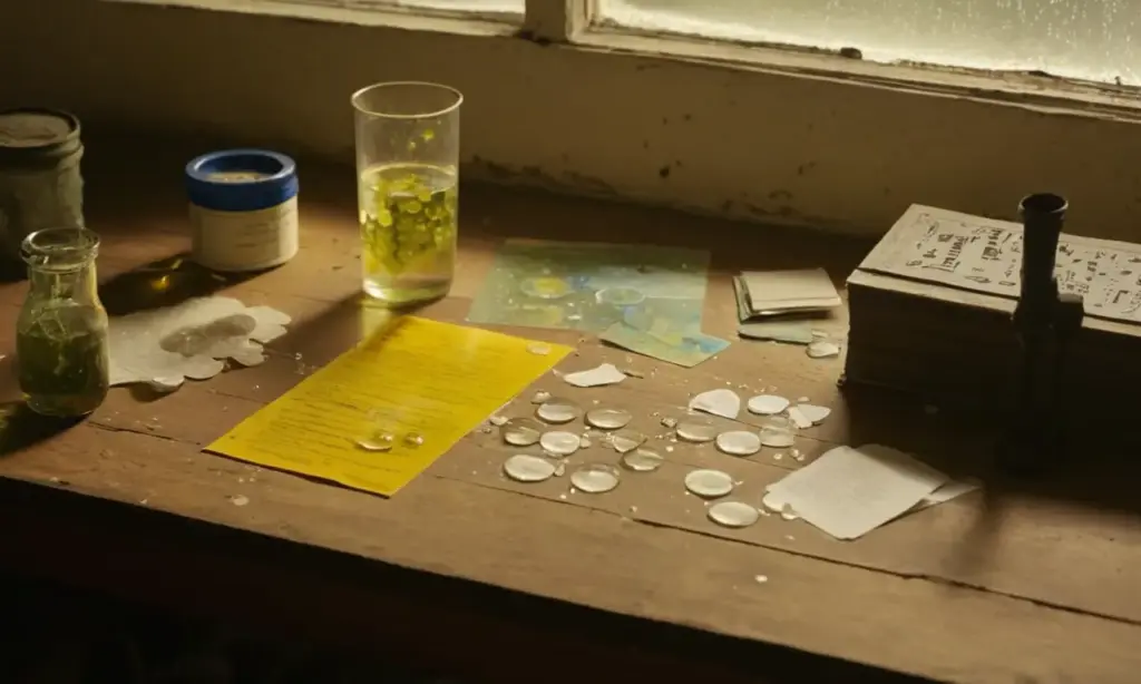 Laboratorio desordenado con detalles microbiológicos realistas