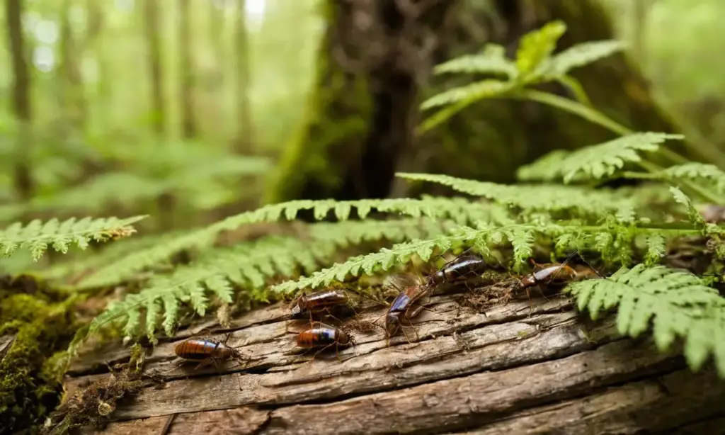 Bosque vibrante con insectos y rica biodiversidad