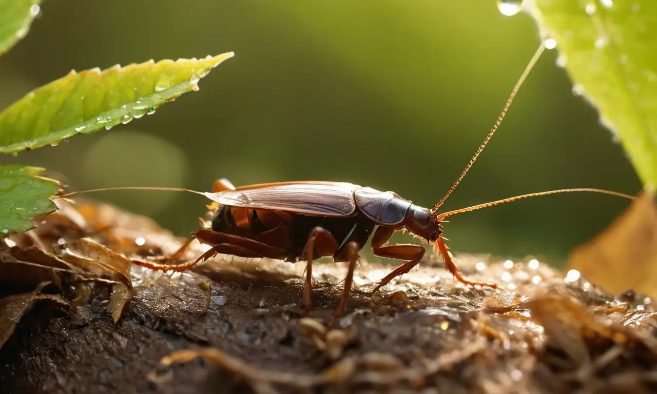 Una cucaracha en el suelo del bosque