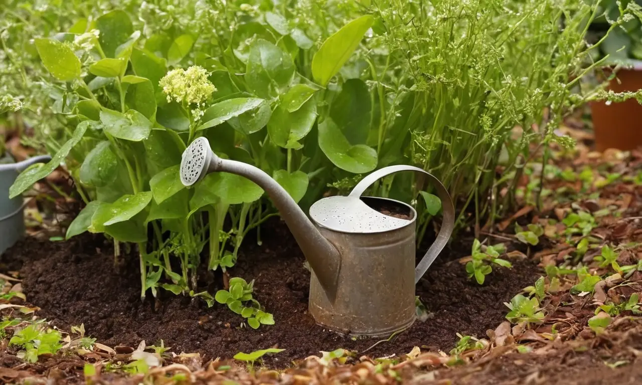 Jardín vibrante con suelo rico y vida