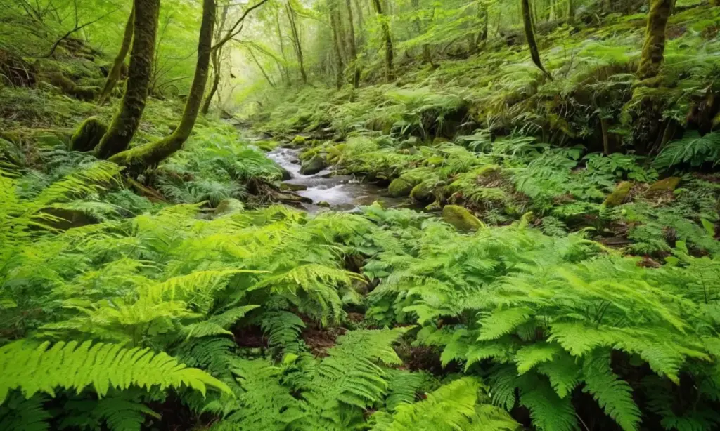 Bosque vibrante con luz