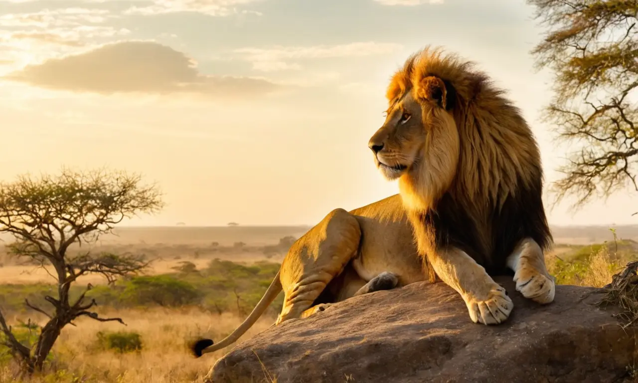 Un león majestoso observa su dominio