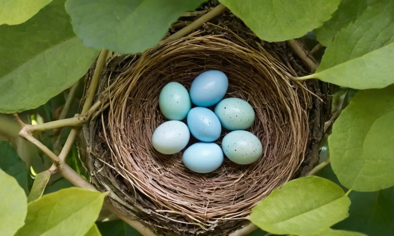 Nido con huevos bajo un árbol
