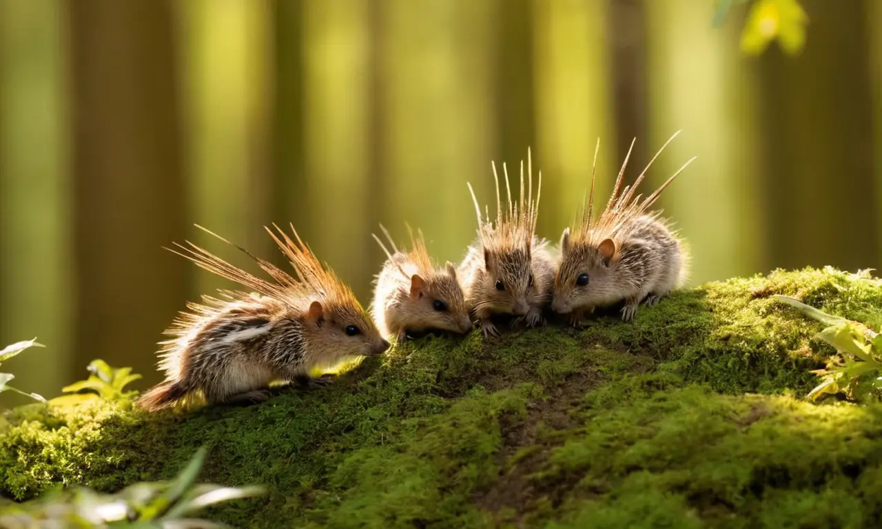 Equidnas en un bosque verde y soleado