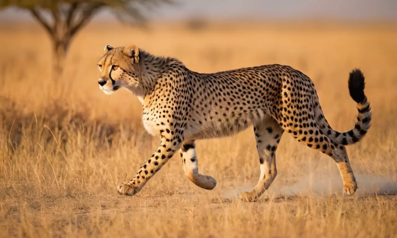 Chita elegante corre veloz por la sabana