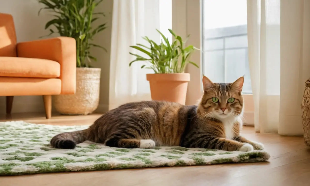 Sala acogedora con un gato descansando