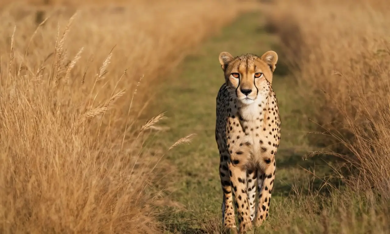 Un guepardo acecha en la sabana iluminada
