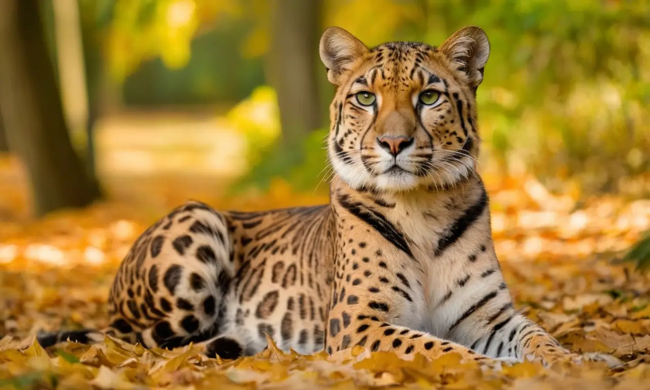 Félidos diversos descansan en un bosque