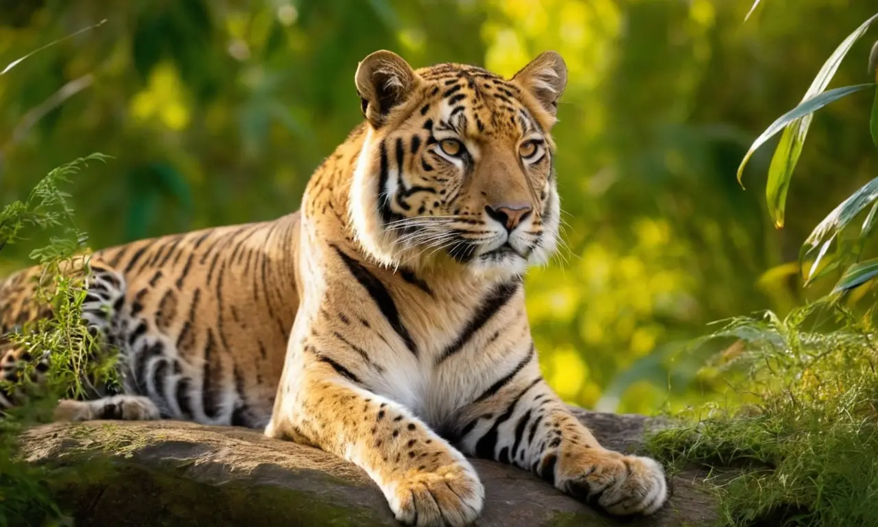 Selva vibrante con majestuosos felinos coexistiendo