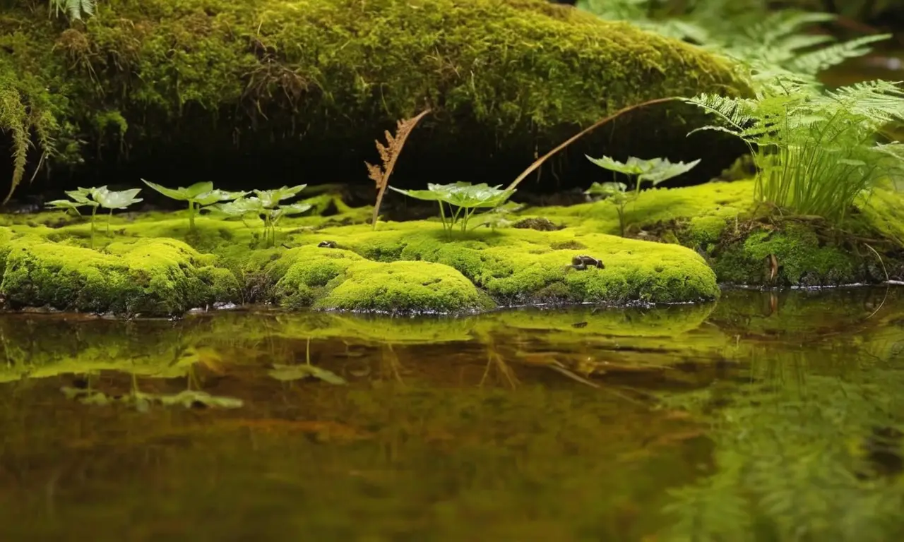 Hábitat acuático vibrante con salamandras