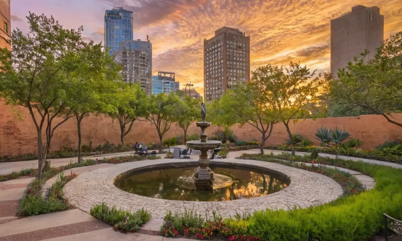 Vida urbana vibrante en contraste con la naturaleza