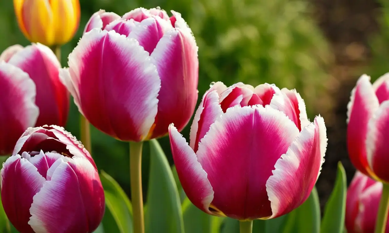 Tulipanes dobles vibrantes crean un hermoso tapiz