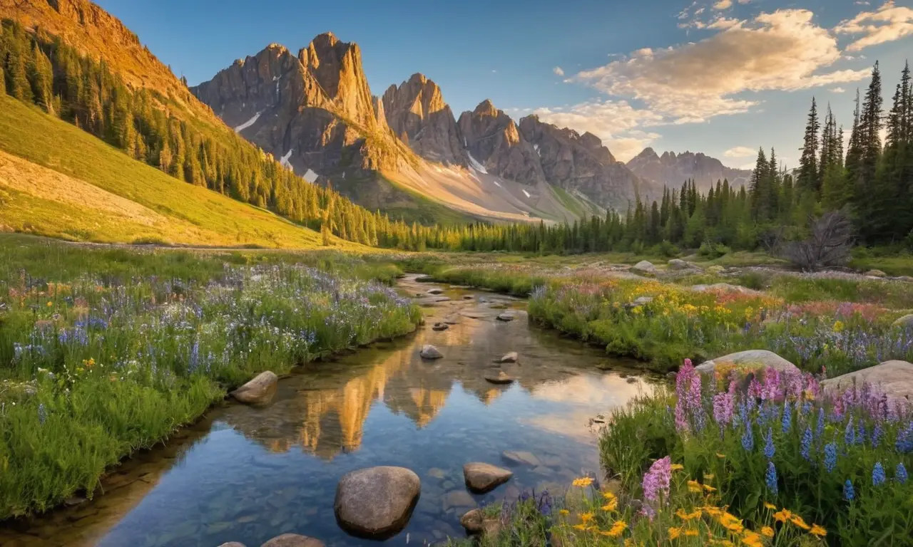 Paisaje montañoso sereno y vibrante