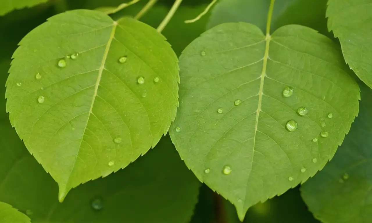 Hojas verdes con detalles y luz natural