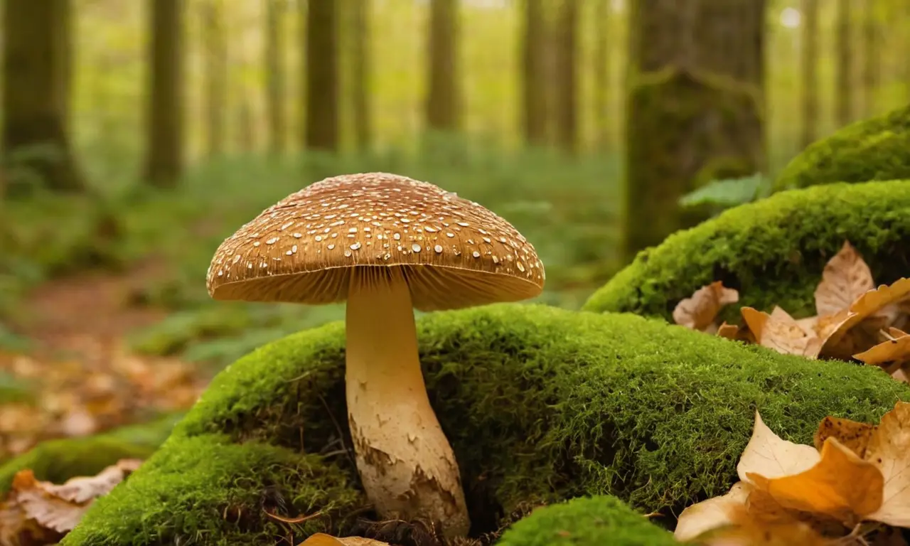 Hongo Matsutake en un bosque encantador