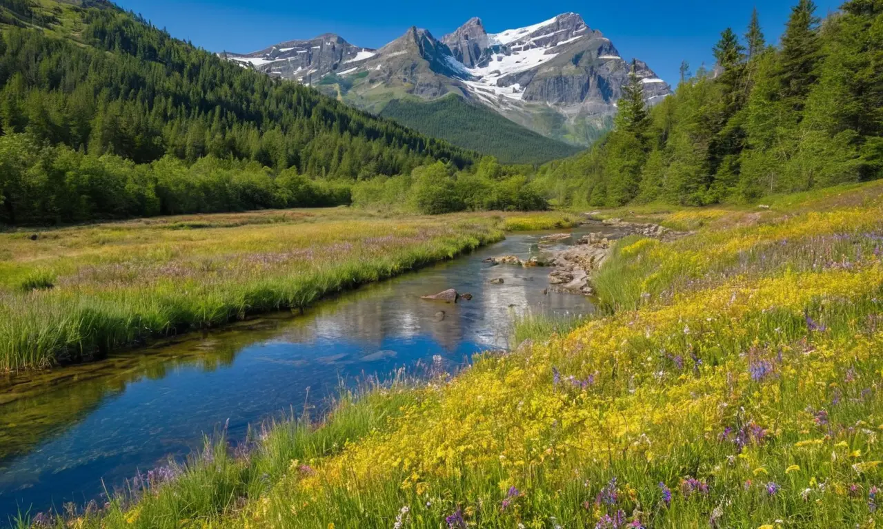 Paisaje natural exuberante con fauna y flora
