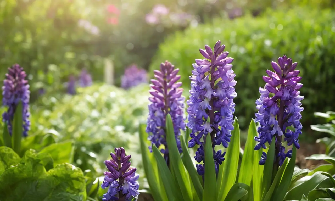 Jardín primaveral vibrante con flores y hojas