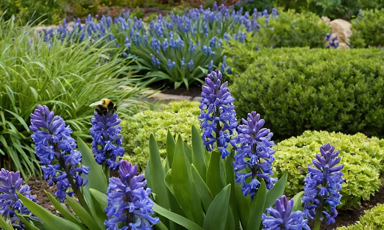 Jardín con preciosas flores y suave luz