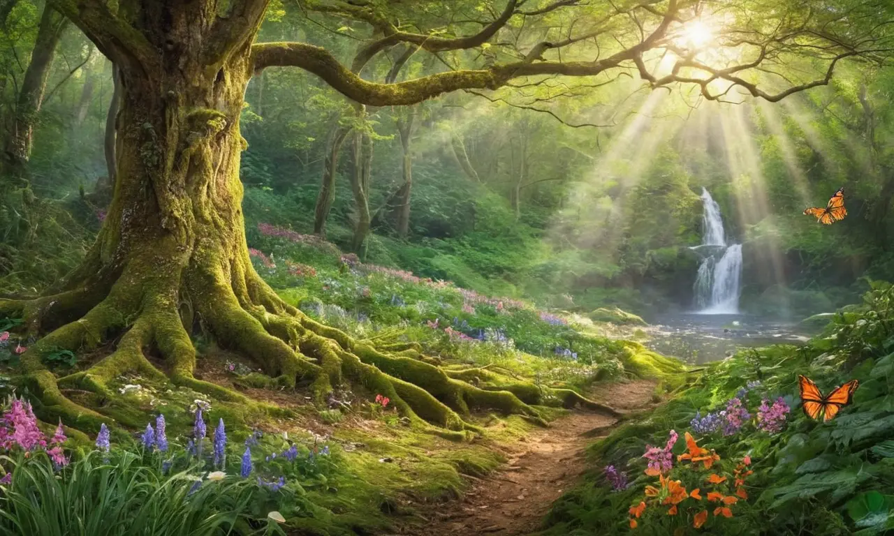 Bosque vibrante lleno de vida y color