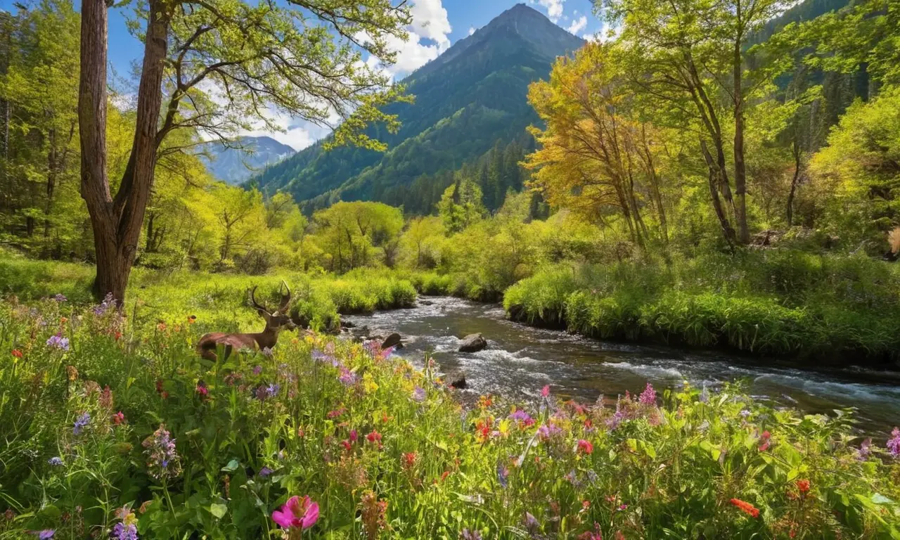 Escena natural vibrante y llena de vida