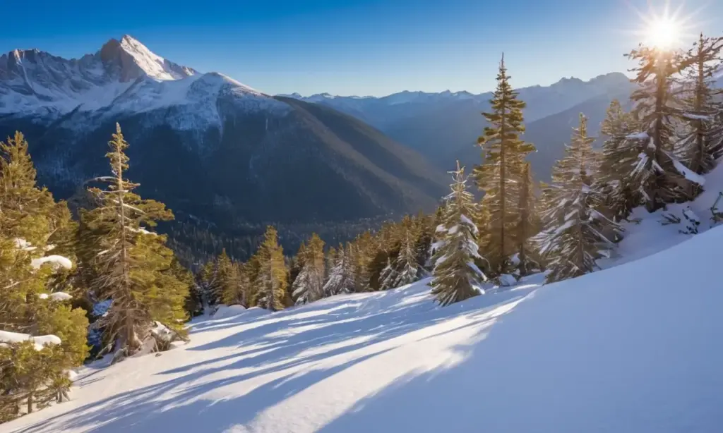 Paisaje montañoso cubierto de nieve y tranquilidad