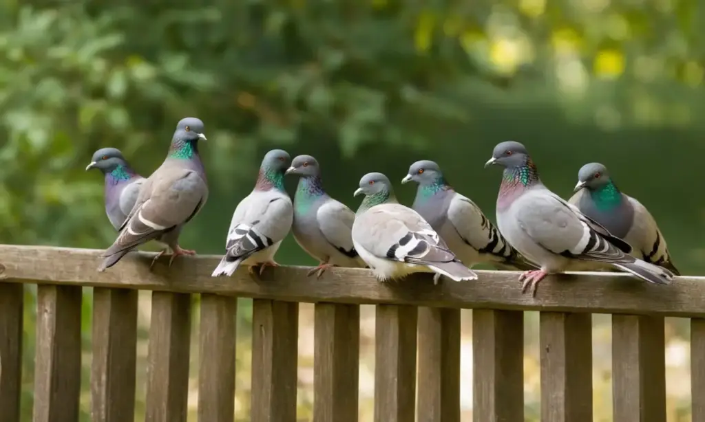Palomas variadas brillan en un entorno natural