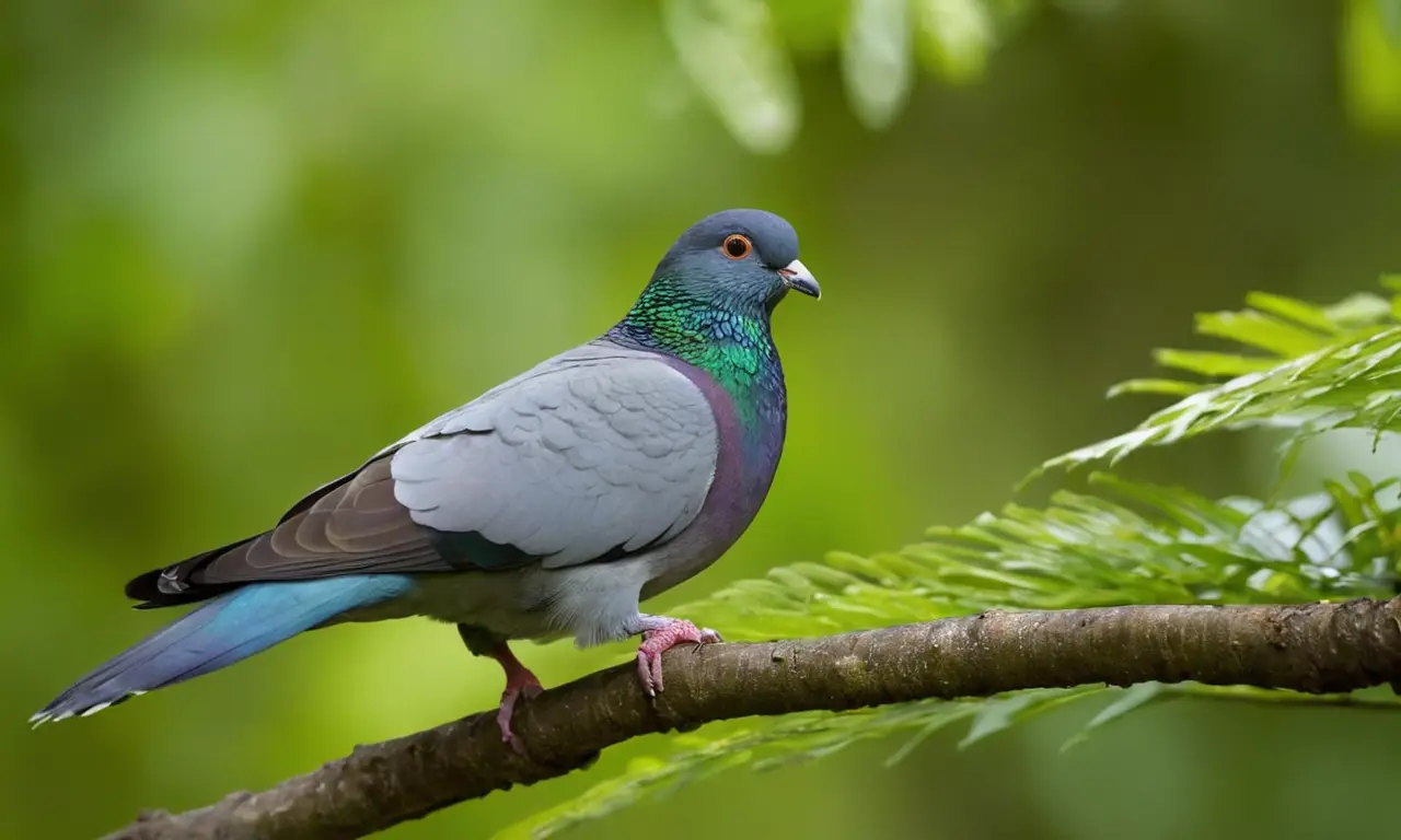 Bosque tropical vibrante con palomas endémicas