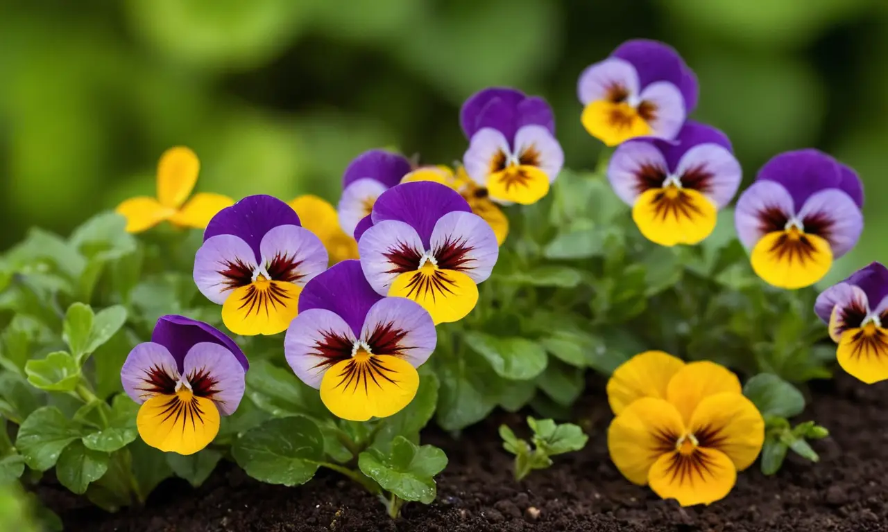 Flores vibrantes en un jardín animado