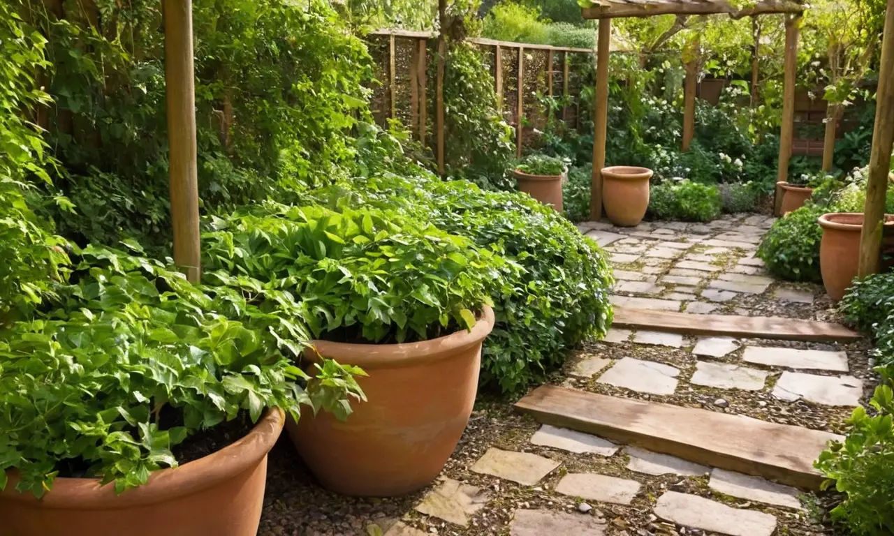 Jardín vibrante y equilibrado con plantas
