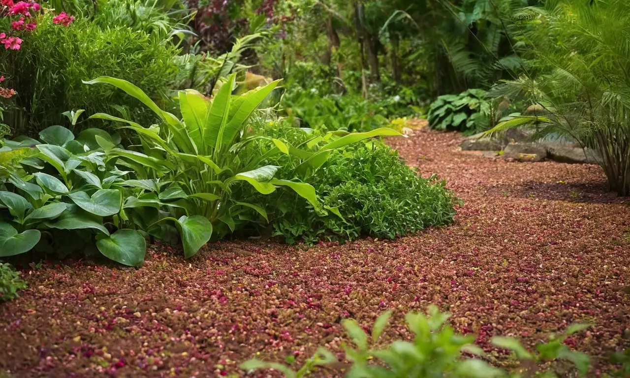 Escena de jardín vibrante y serena
