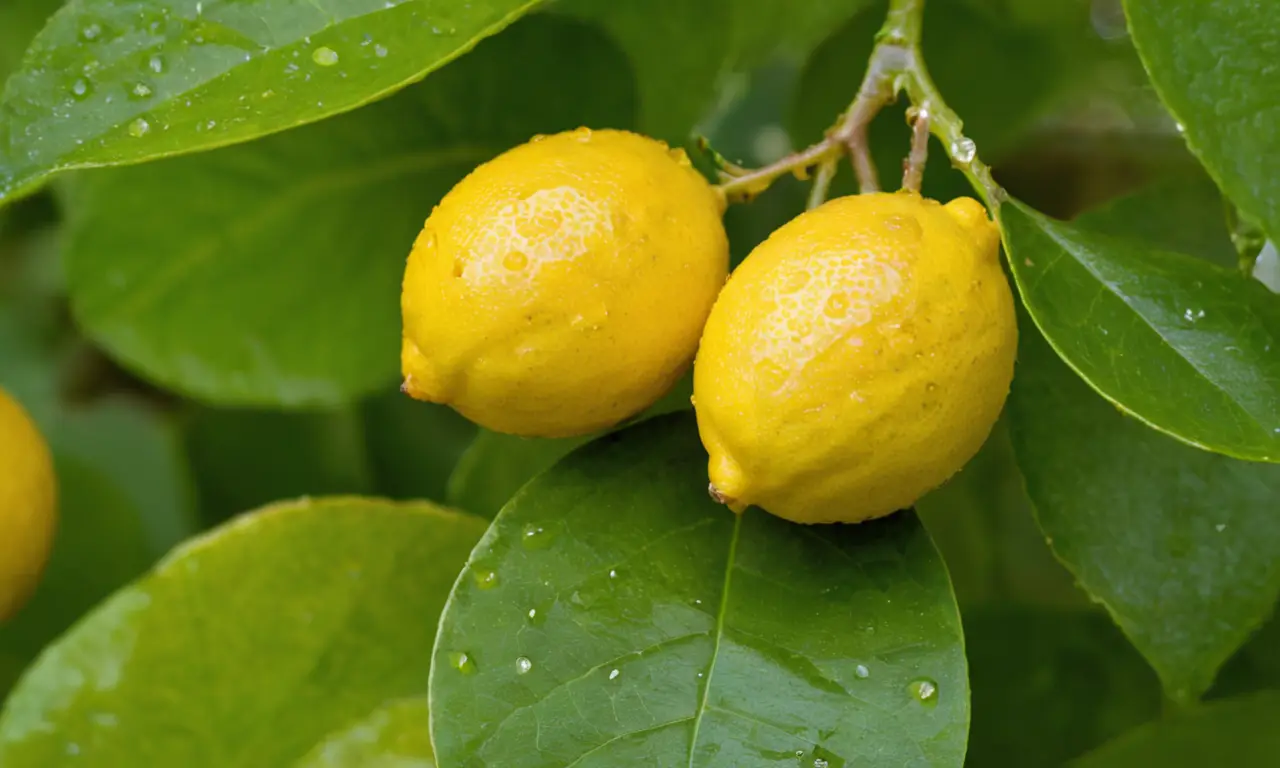 Limonero vibrante con insectos y brillo
